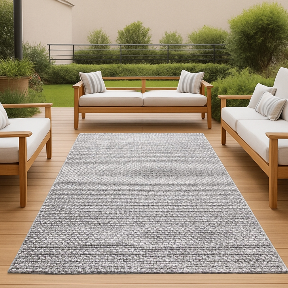 In- & Outdoorteppich Terrasse wetterfest einfarbig in grau