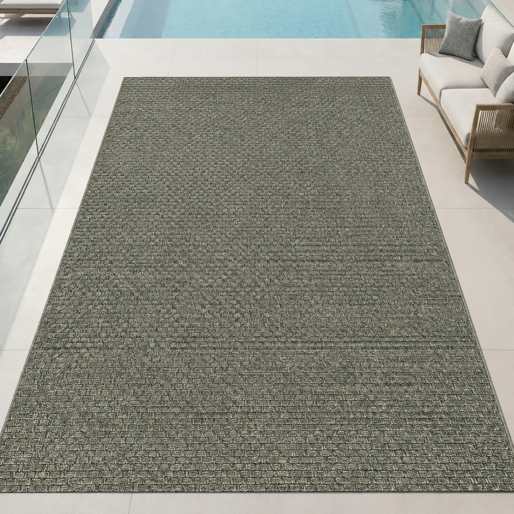 Teppich Grün Flechtoptik Strapazierfähig Indoor Outdoor