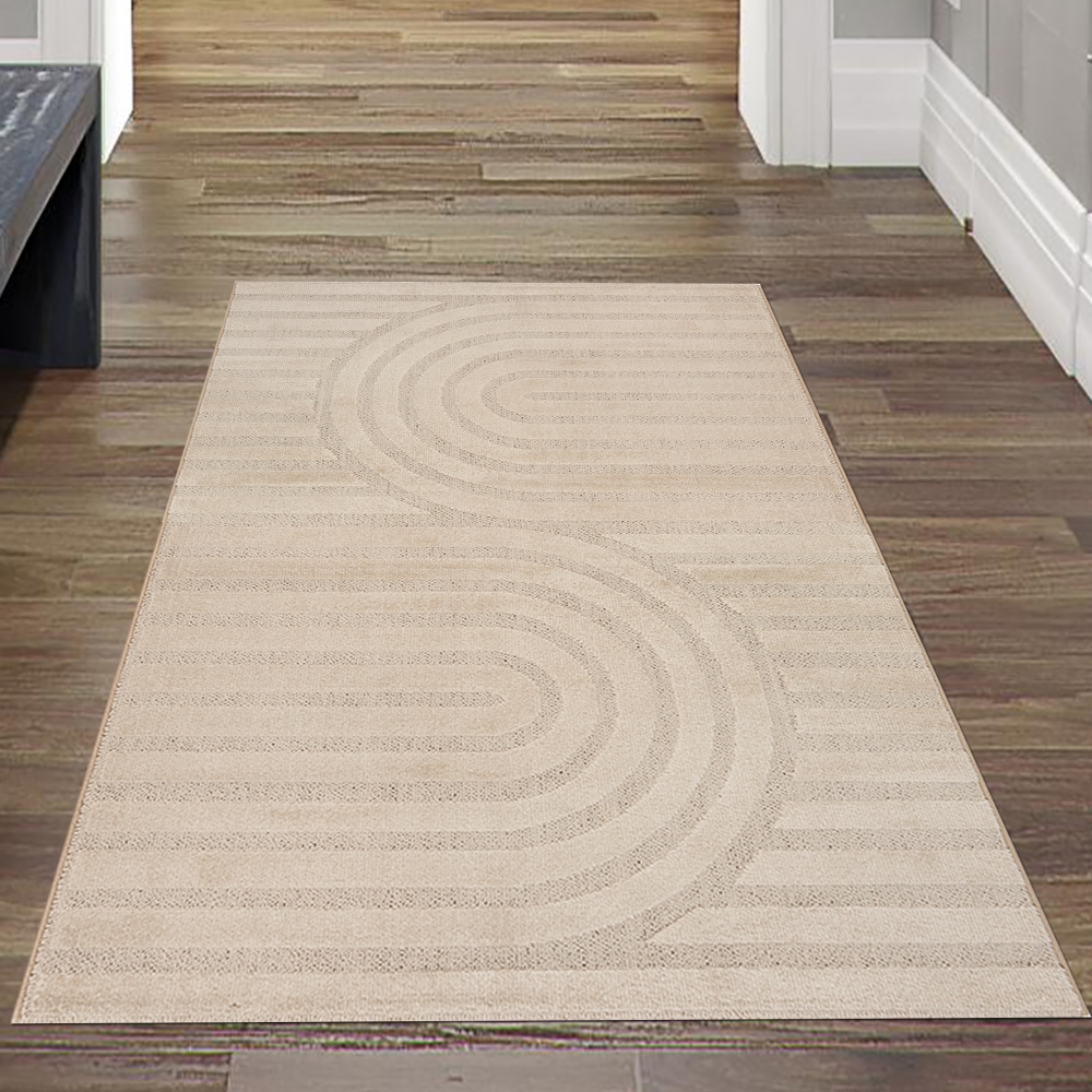 Wohnzimmerteppich Schlafzimmerteppich strapazierfähig modern mit Schimmer-Effekt in Beige