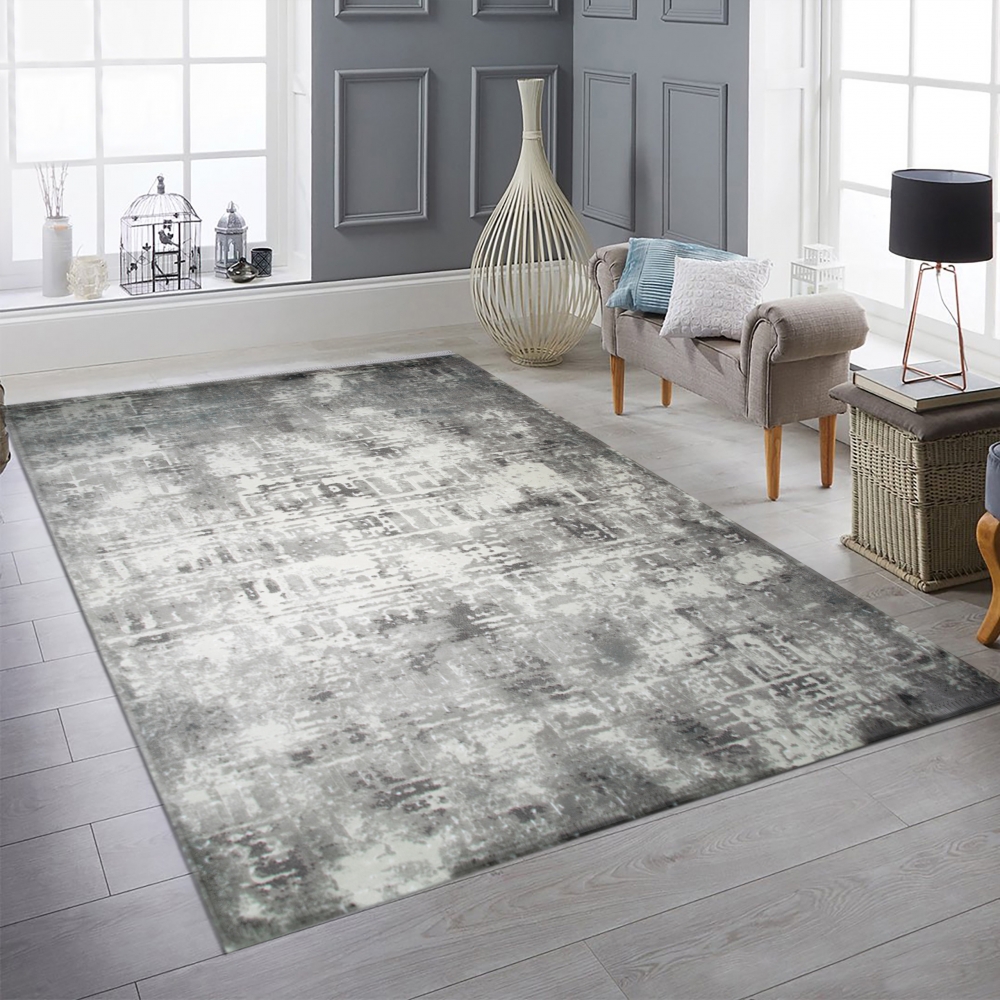 Moderner Kurzflorteppich mit Designmuster Grau Beige Moderner Kurzflorteppich mit Designmuster Grau Beige