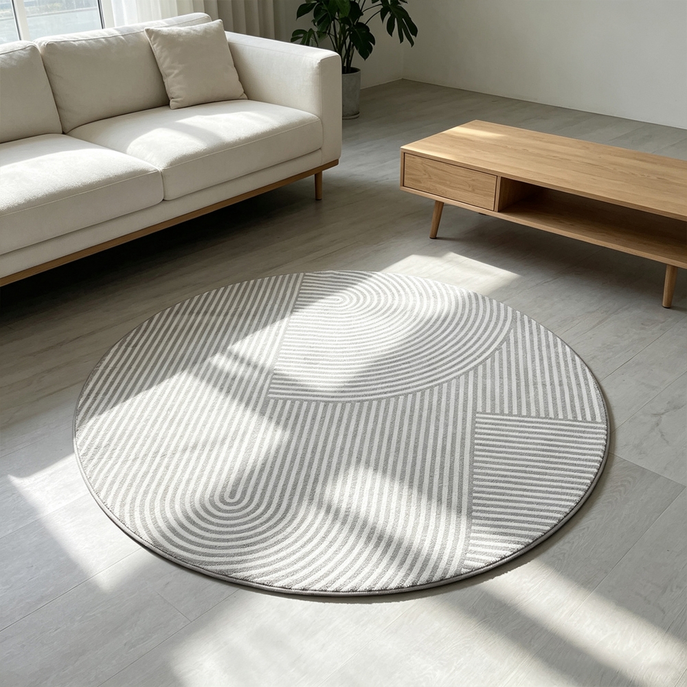 Teppich Grau grafisches Linienmuster flache Flanelloberfläche