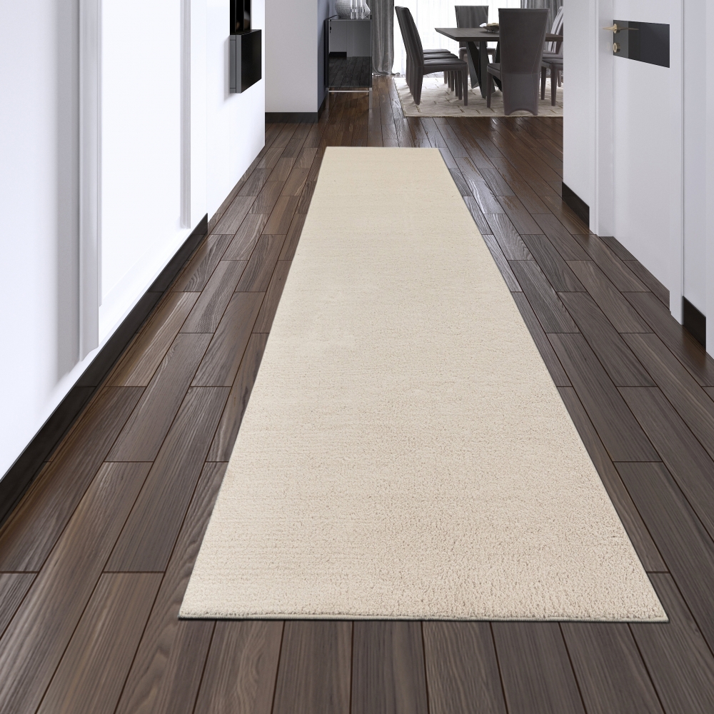 Creme Teppich seidig weich kuschelig für Wohnzimmer, Schlafzimmer, Esszimmer