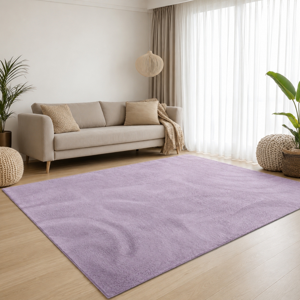 Teppich Flieder Hasenfell-Optik seidig weich Schlafzimmer Kurzflor