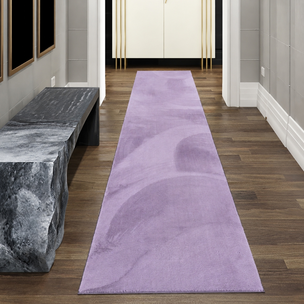 Teppich Flieder Hasenfell-Optik seidig weich Schlafzimmer Kurzflor