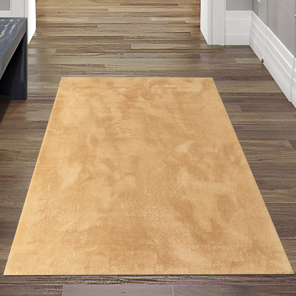 Teppich gold samtig weich Hasenfell-Optik mit sanftem Glanz
