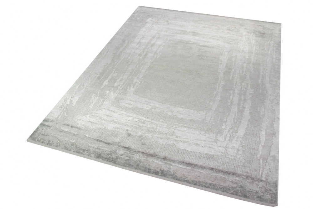 Hochwertiger Design Teppich Abstrakt aus Naturfasern in Grau