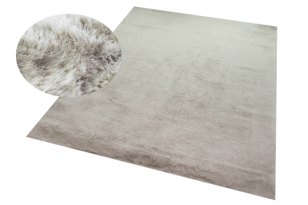 Teppich Kunstfellteppich Hochflor Faux Fur Hasenfell uni Farbe beige