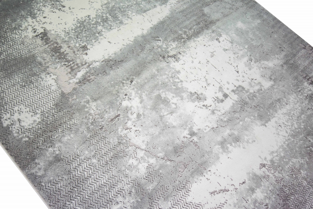 Wollteppich Designerteppich Teppich abstrakt aus Naturfasern in grau creme