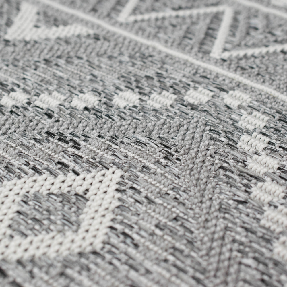 In- & Outdoor Teppich mit Sisal Zickzack Muster graufarben