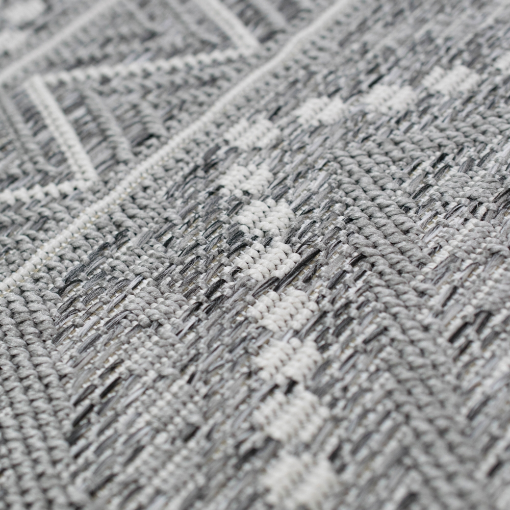 In- & Outdoor Teppich mit Sisal Zickzack Muster graufarben