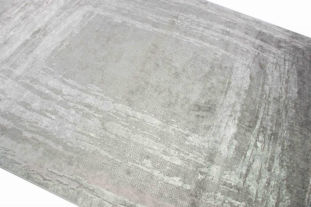 Hochwertiger Design Teppich Abstrakt aus Naturfasern in Grau