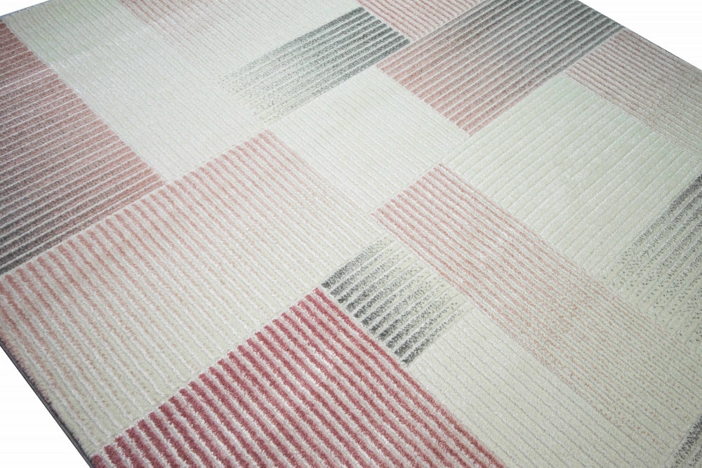 Modern-geometrischer Teppich Karo-Design in Pastellfarben