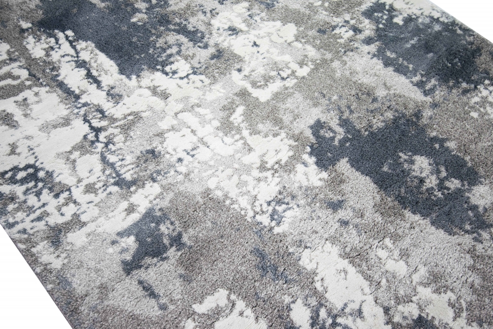 Moderner Designerteppich - Läufer 80x300 cm in grau creme blau