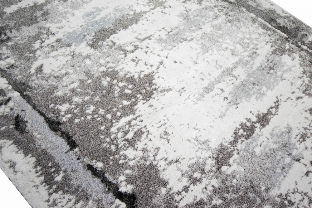 Teppich Kurzflor Designerteppich - Läufer 80x300 cm - in grau creme