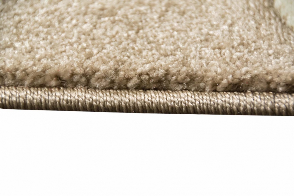 Designer Teppich Moderner Teppich Wohnzimmer Teppich Kurzflor Teppich mit Konturenschnitt Wellenmuster Braun Beige Mocca