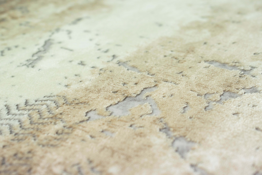 Wollteppich Designerteppich Teppich abstrakt aus Naturfasern in beige grau creme