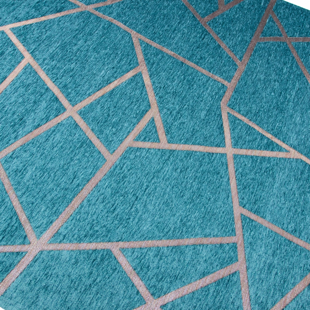 Orientteppich Wohnzimmer Teppich Geometrisches Muster in Türkis Bronze