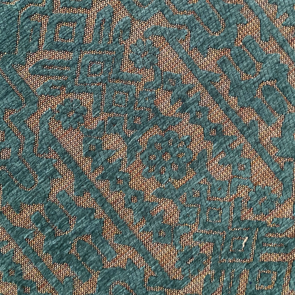 Marokkanischer Teppich mit Ornamenten in petrol - gold