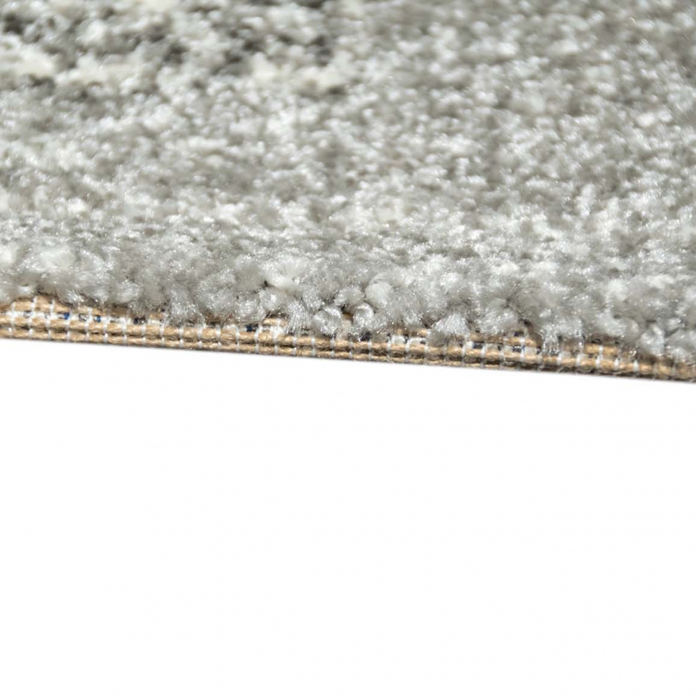 Designer Wohnzimmer Teppich Modern kurzflor vintage seitlich gekettelt in grau creme