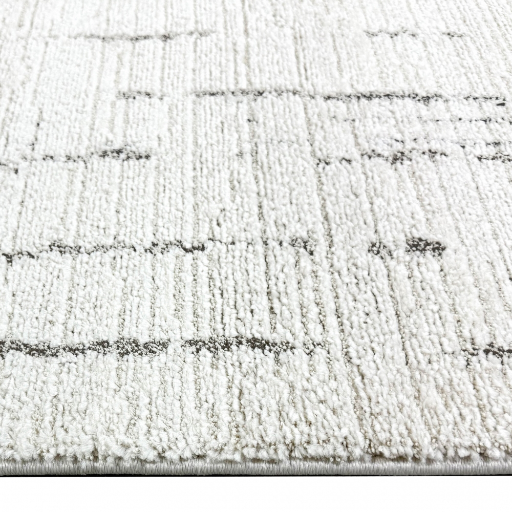 Wohnzimmerteppich Schlafzimmer Teppich Strich Muster weich creme mit grauen Streifen