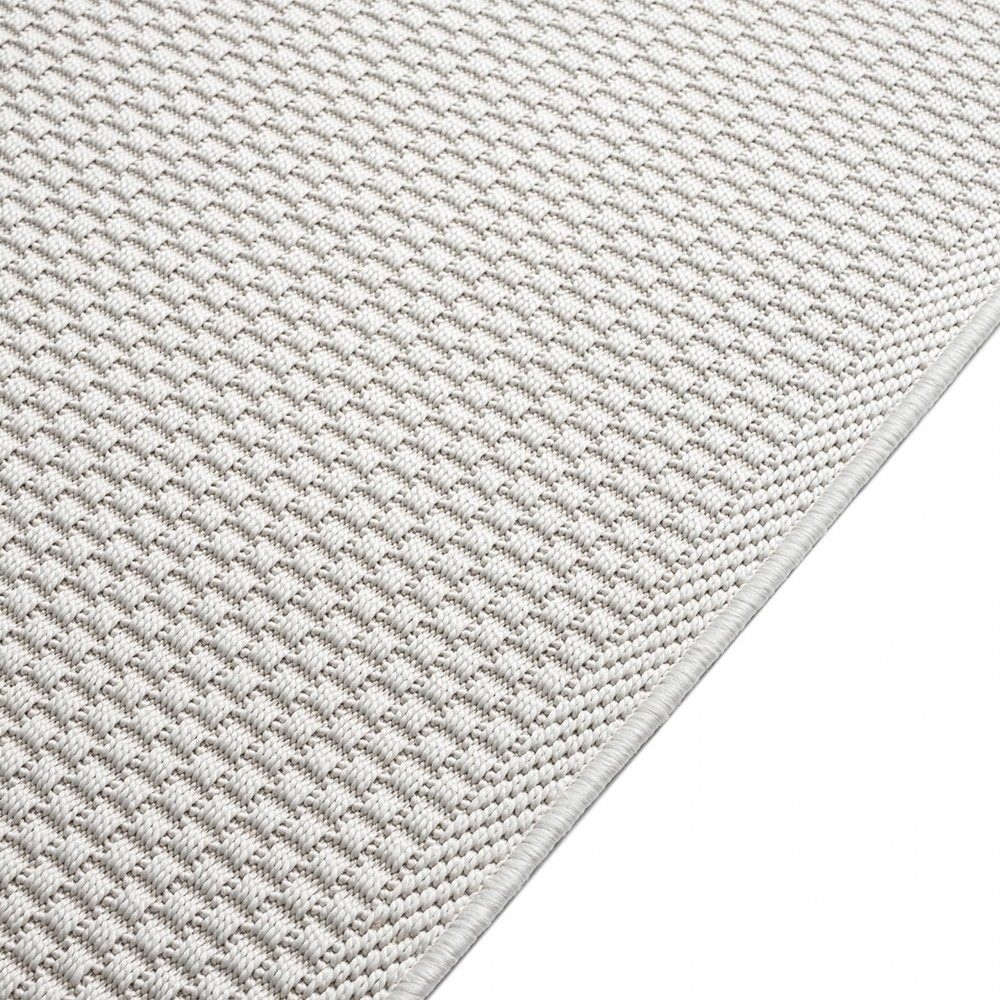 Robuster In- und Outdoorteppich 3d-Effekt schlichtes Muster einfarbig creme