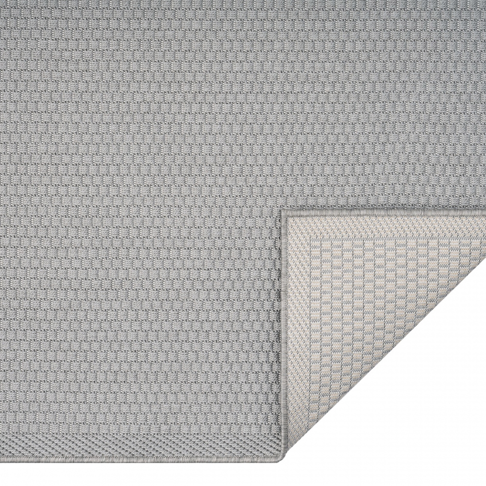 Robuster In- und Outdoorteppich 3d-Effekt schlichtes Muster einfarbig grau
