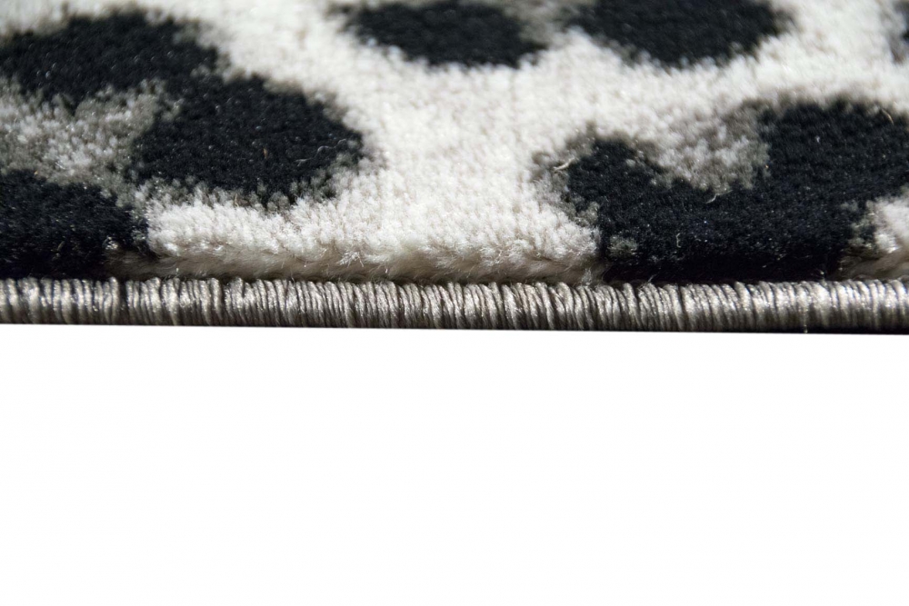 Teppich modern Wohnzimmerteppich mit Leoparden Muster in grau schwarz creme