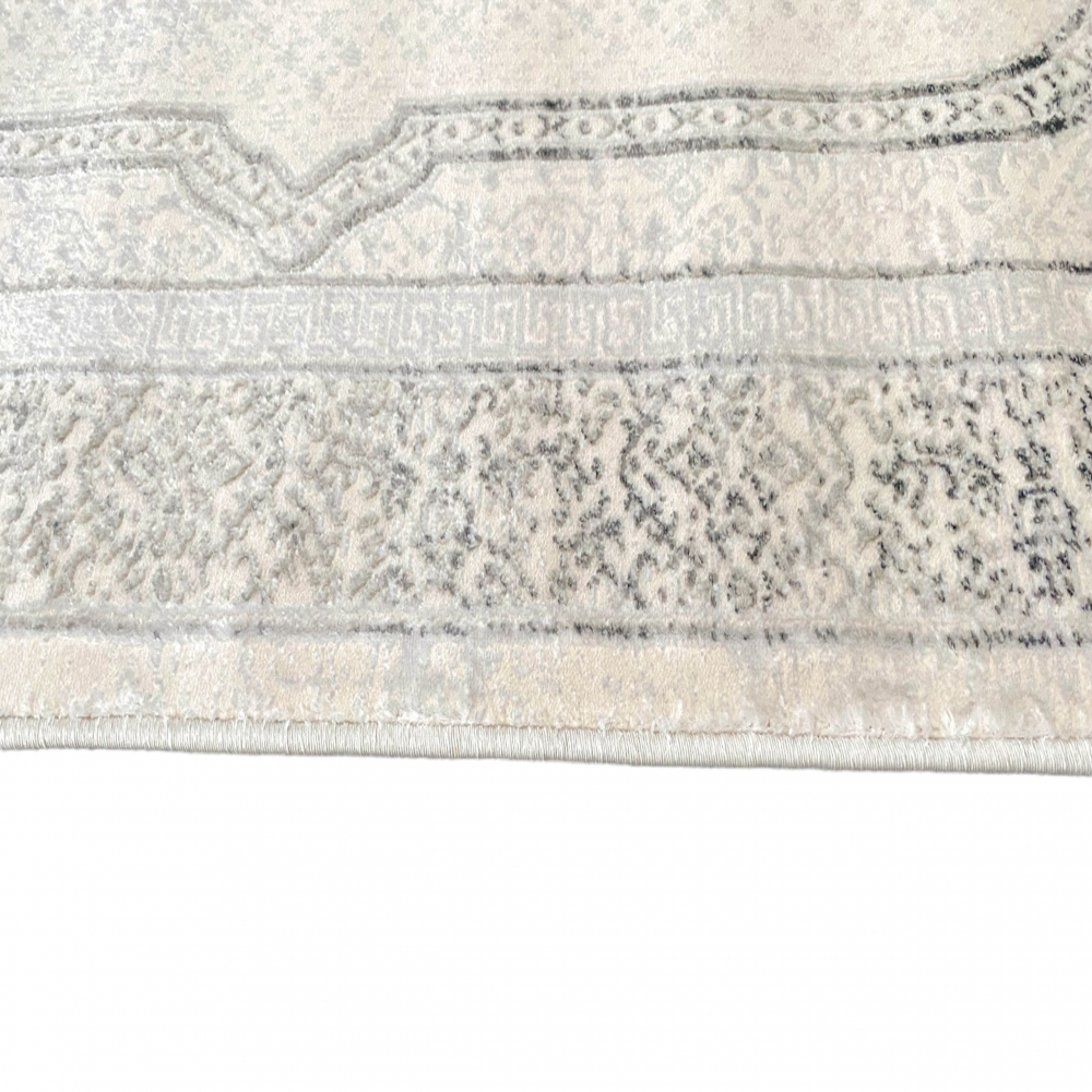 Modern-klassischer Teppich dezent orientalisches Design grau