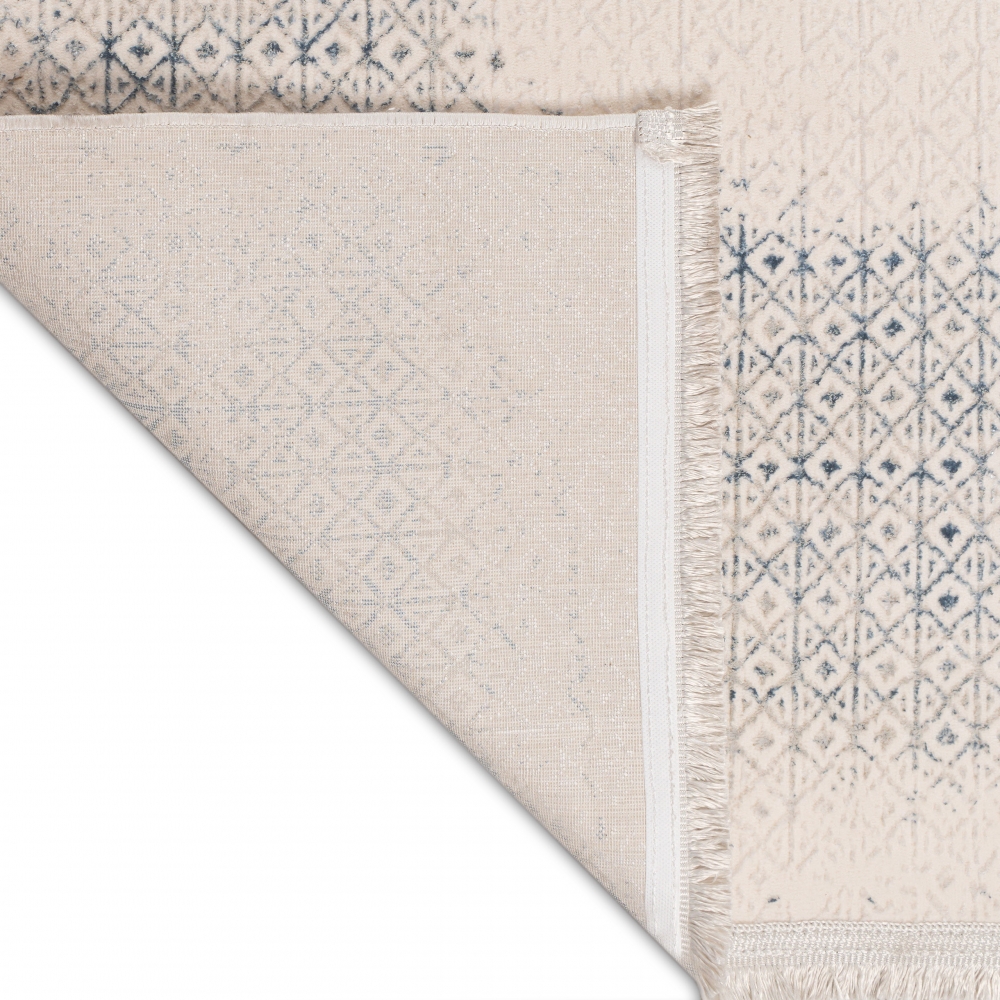 Eleganter Designer Teppich | glänzend | in blau-weiß