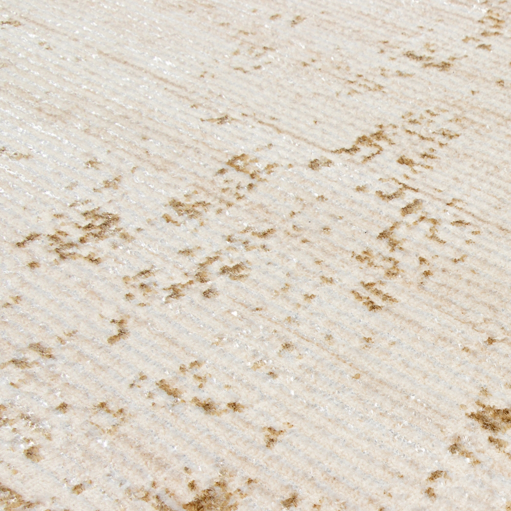 Glänzender Designer Teppich für das Wohnzimmer | gold-weiß