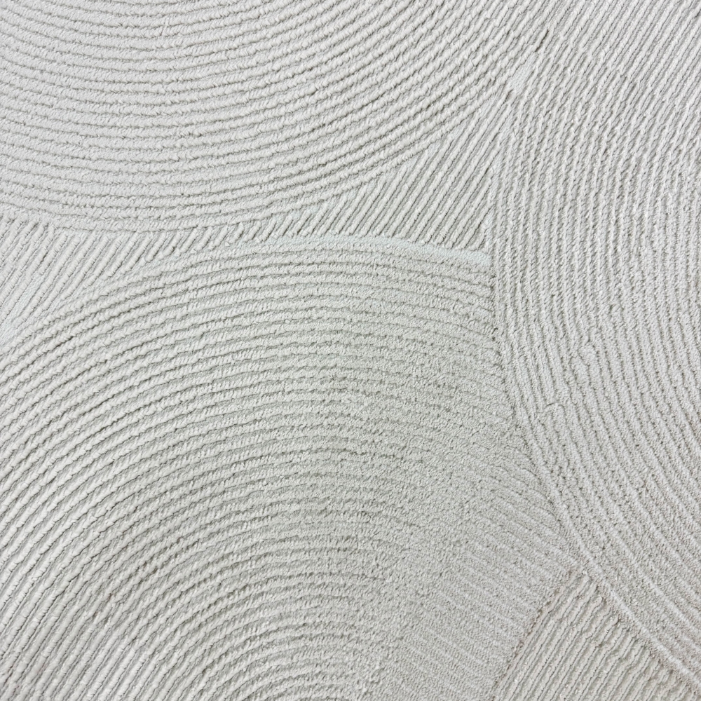 Recycle Wohnzimmerteppich Schlafzimmer mit modernen ovalen Formen liniert in beige