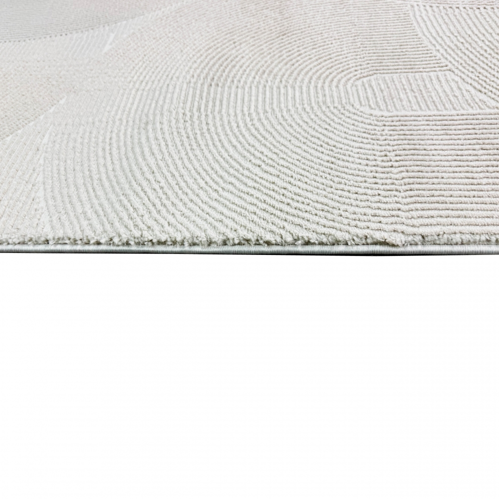 Recycle Wohnzimmerteppich Schlafzimmer mit modernen ovalen Formen liniert in beige
