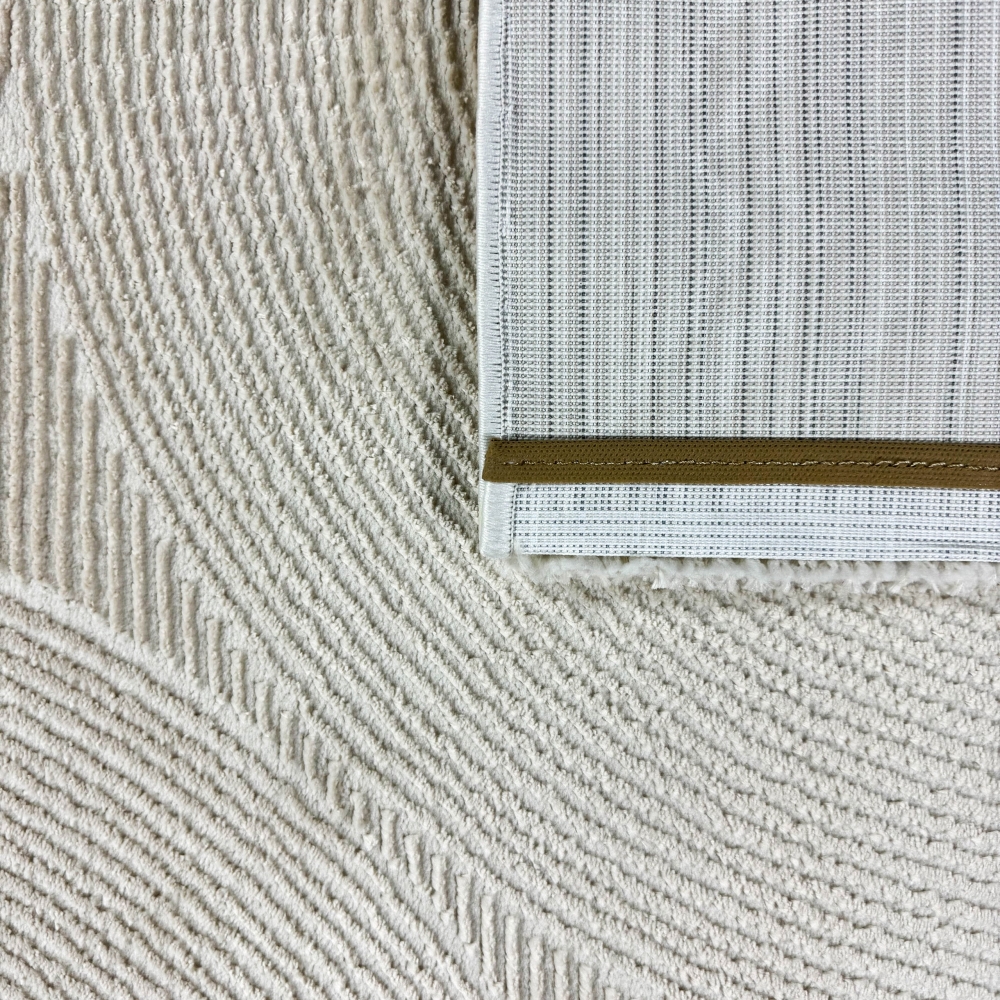 Recycle Wohnzimmerteppich Schlafzimmer mit modernen ovalen Formen liniert in beige