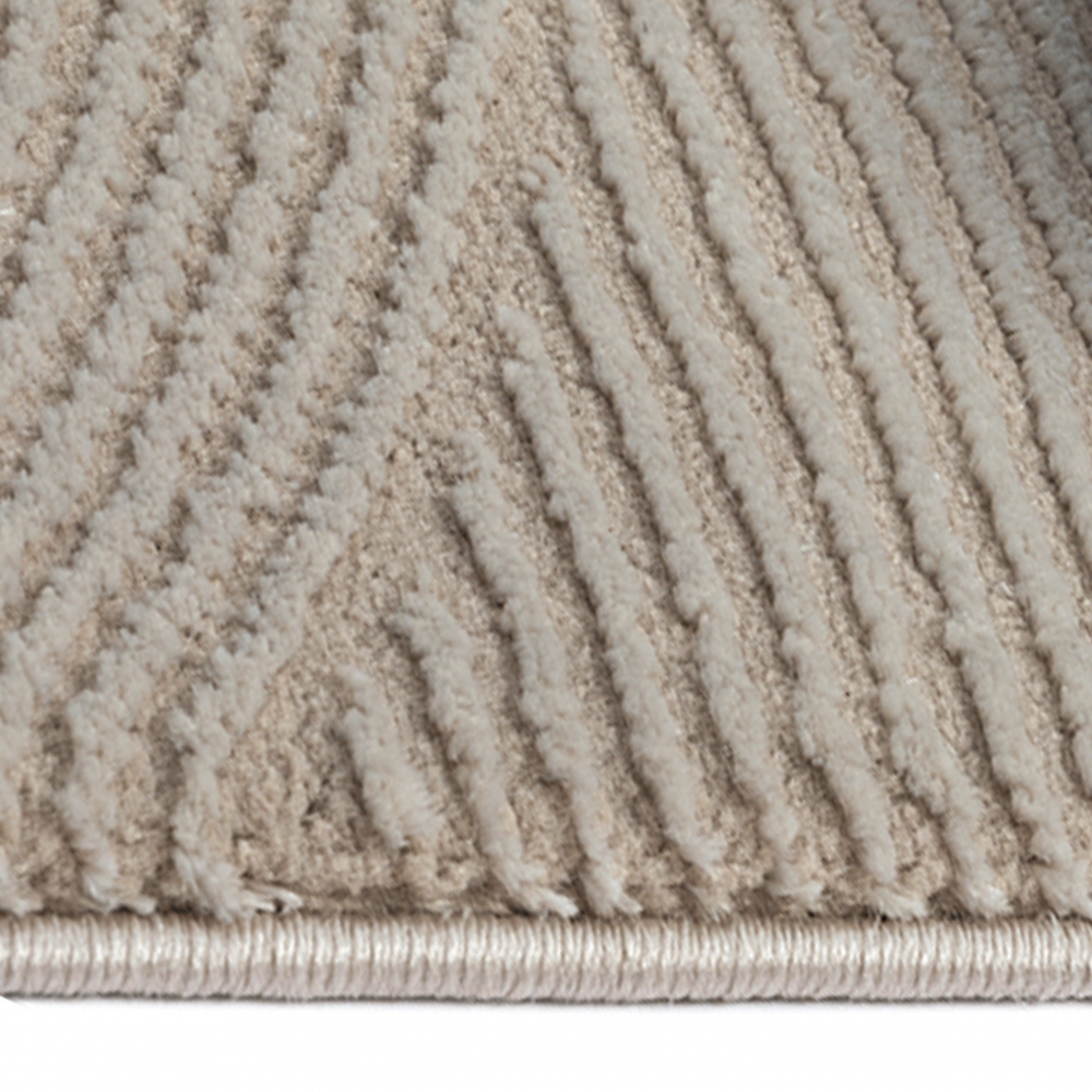 Recycle Teppich mit modernen ovalen Formen liniert in beige