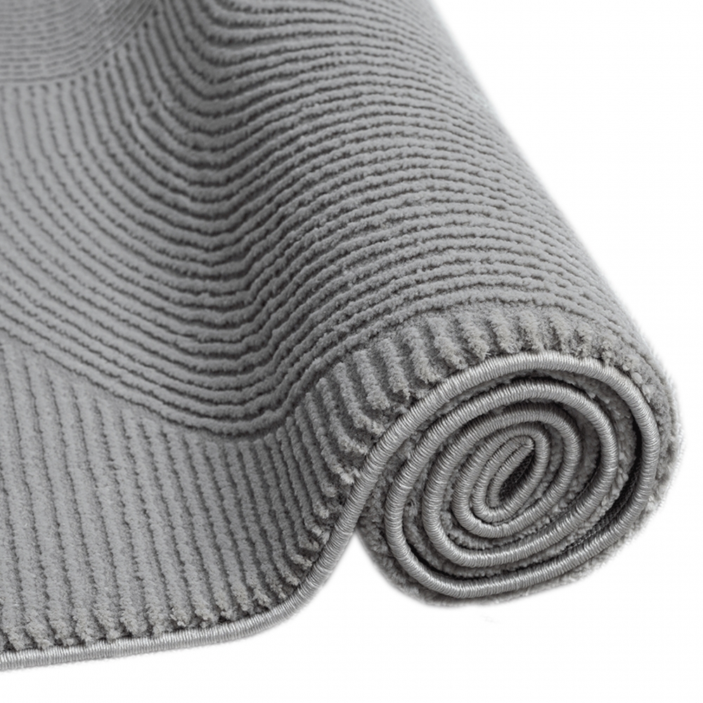 Recycle Teppich mit modernen ovalen Formen liniert in grau