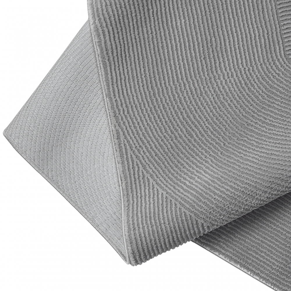 Recycle Teppich mit modernen ovalen Formen liniert in grau