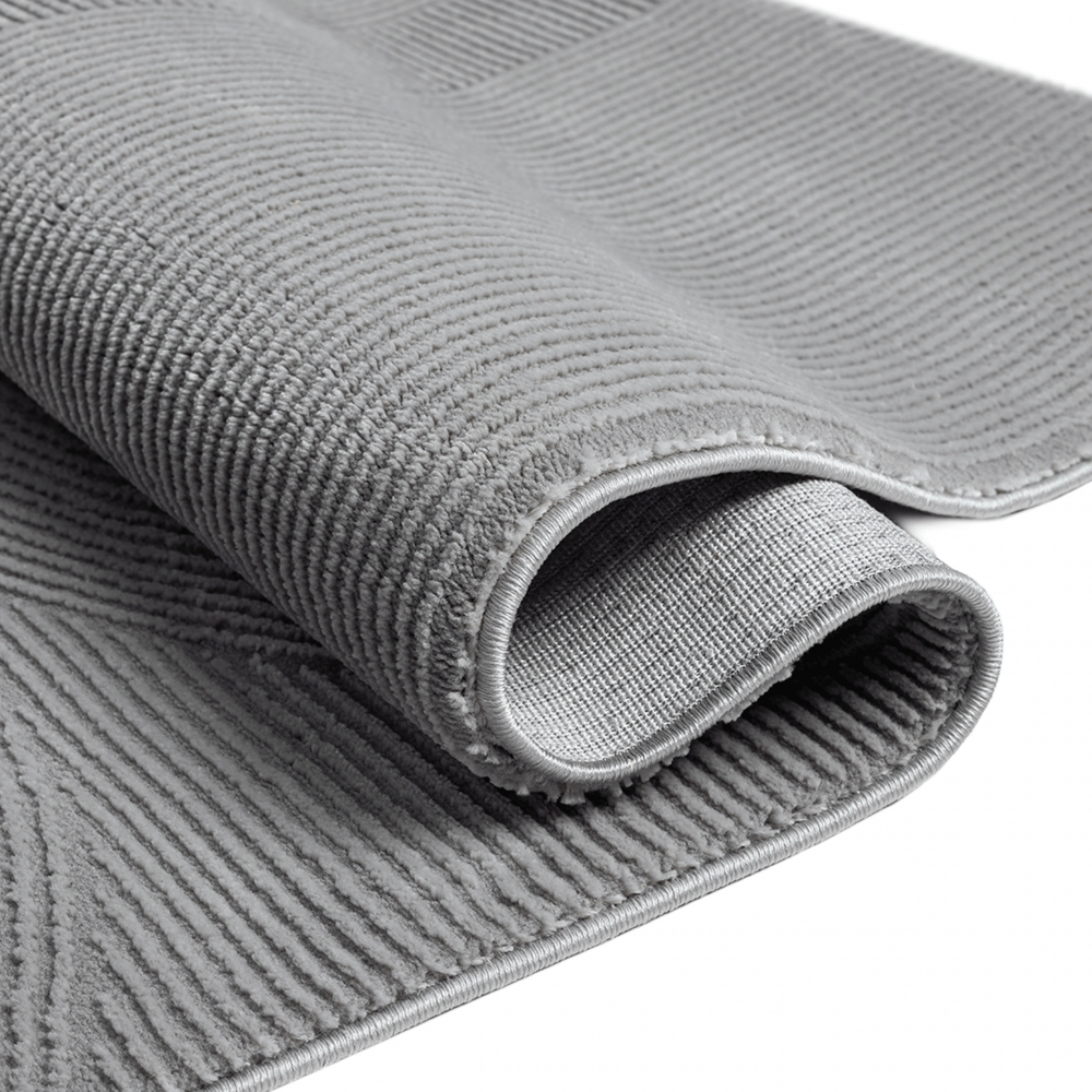 Recycle Teppich mit modernen ovalen Formen liniert in grau
