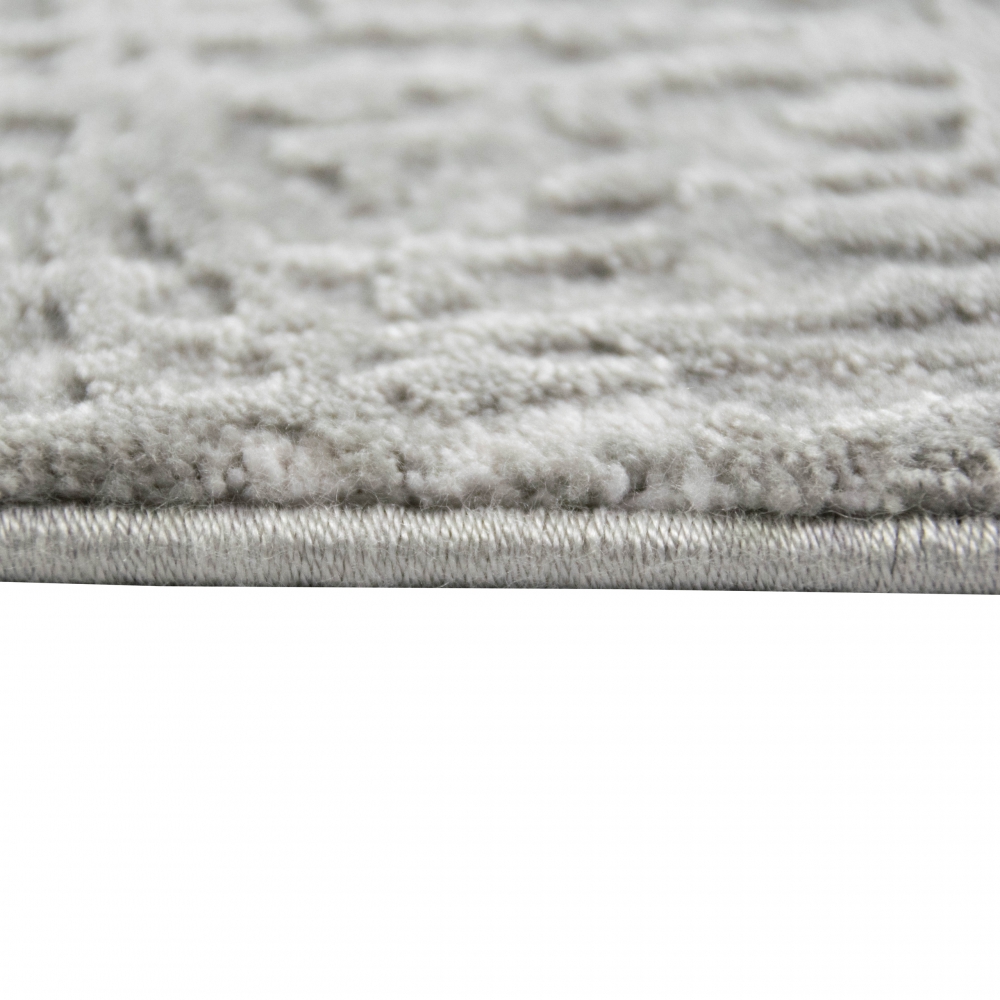 Designer Wohnzimmerteppich Wolle in Grau Creme