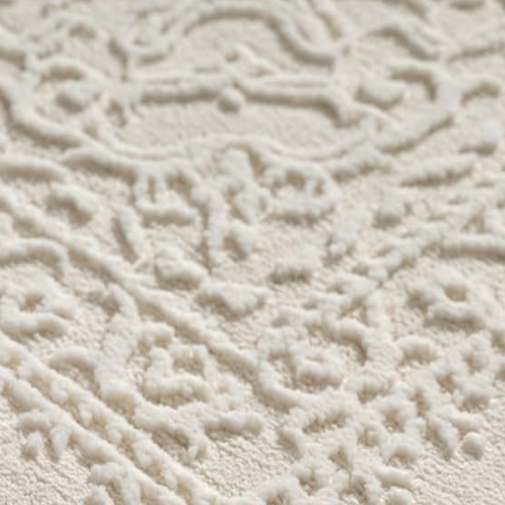 Recycling Teppich Creme Ornament Design wohnlich Wohnzimmer