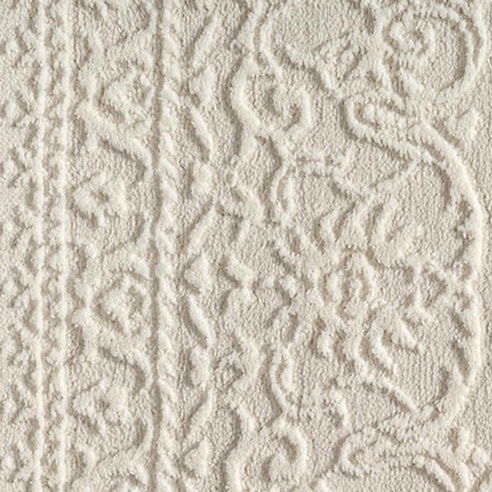Recycling Teppich Creme Ornament Design wohnlich Wohnzimmer