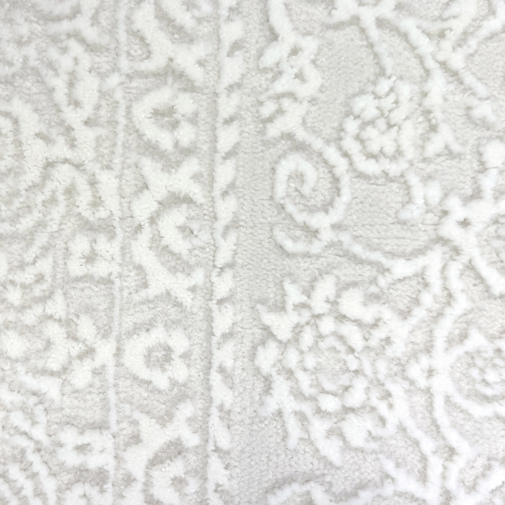 Eleganter Recycel Teppich mit Ornamentmuster zeitloses Design luxuriöse Optik pflegeleicht in Creme