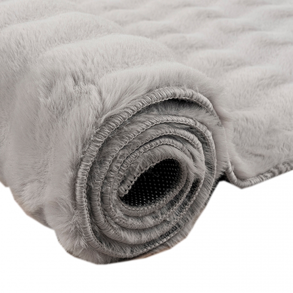Teppich Wohnzimmerteppich flauschig antirutsch Höhen Effekt mit Bubbleform in grau