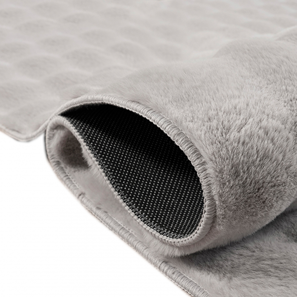 Teppich Wohnzimmerteppich flauschig antirutsch Höhen Effekt mit Bubbleform in grau