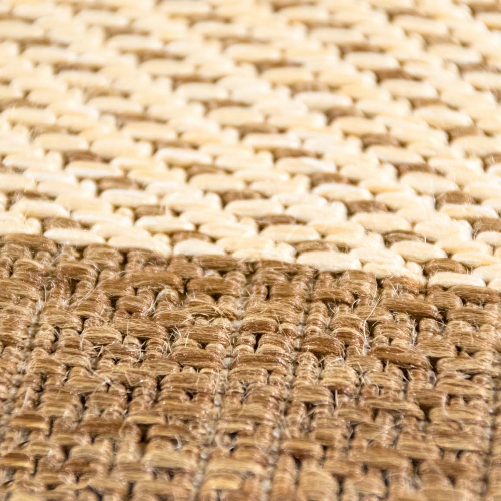 Teppich Modern Flachgewebe Kariert Sisal Optik Küchenteppich Küchenläufer Karo Design Braun Beige