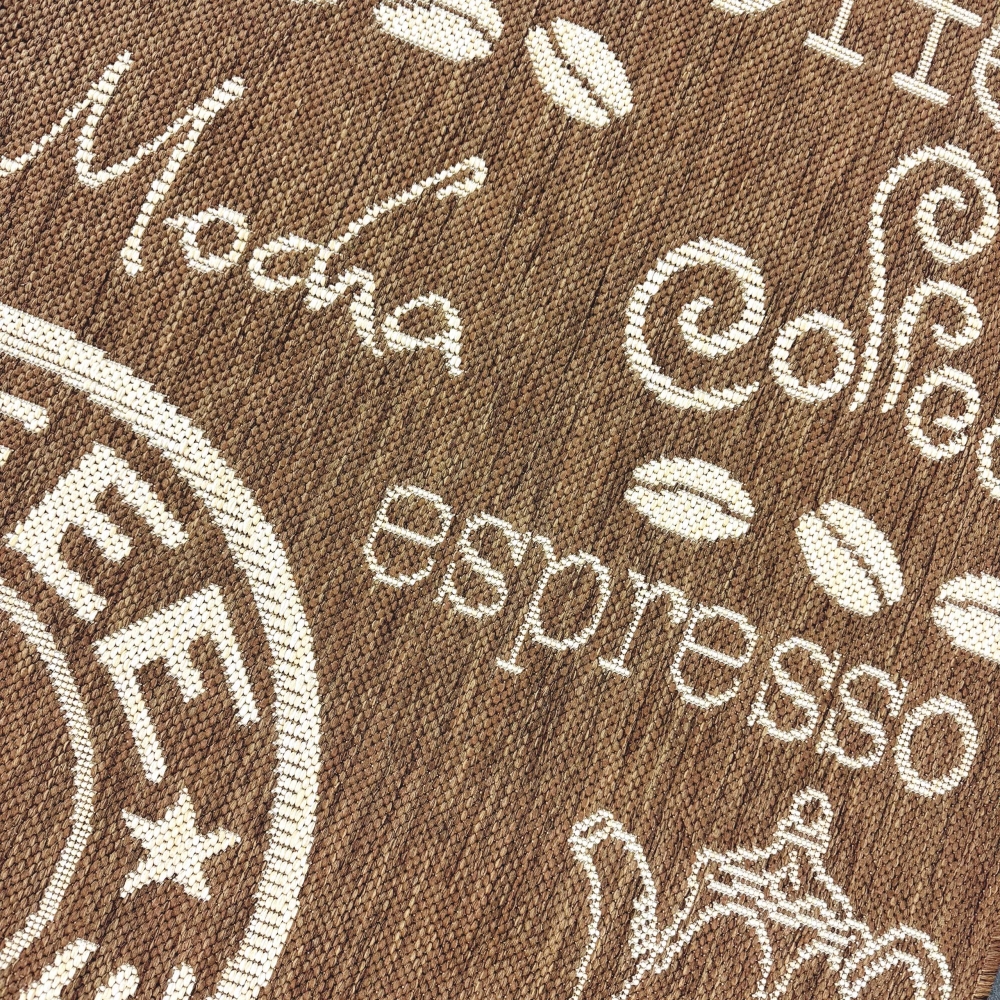 Küchenteppich Sisal moderner Küchenläufer flachgewebt Coffee Mocha Espresso Braun Beige
