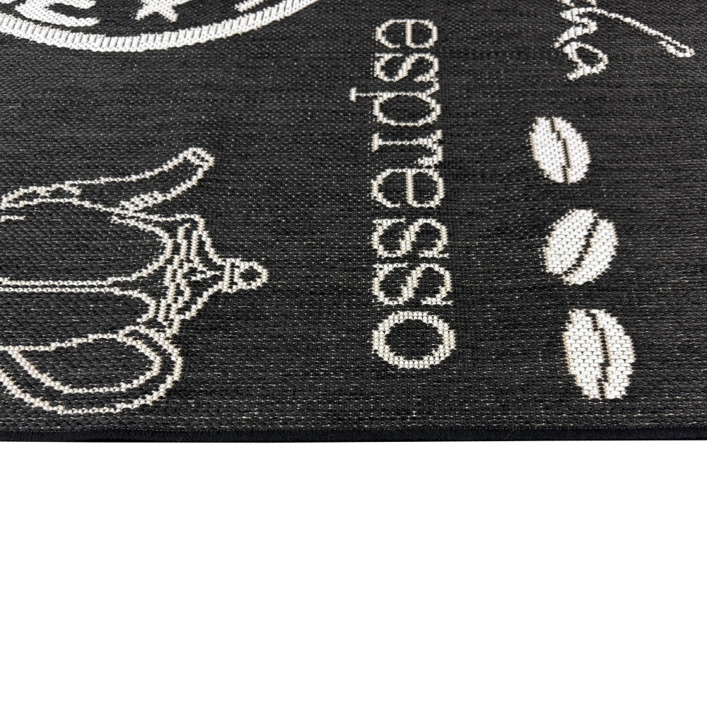 Küchenteppich Sisal moderner Küchenläufer flachgewebt Coffee Espresso Mocha Schwarz Weiss