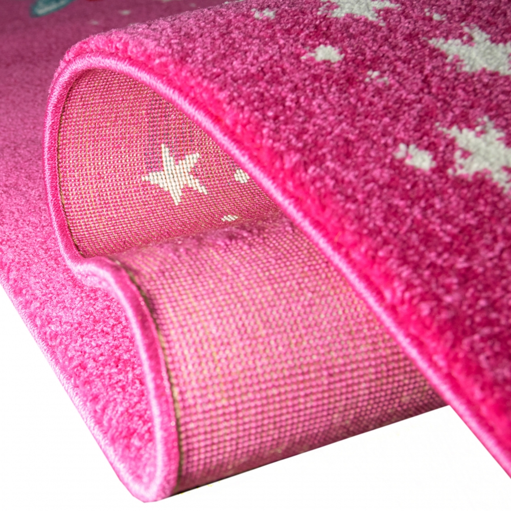Kinderteppich Spielteppich Kinderzimmer Teppich Zauberfee mit Schmetterlinge Pink Creme Rot Türkis