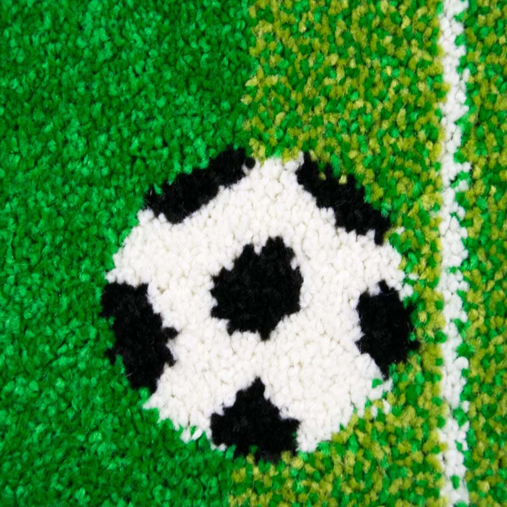 Kinderteppich Spielteppich Kinderzimmer Teppich Fußball Teppich in Grün Hellgrün Schwarz Weiss