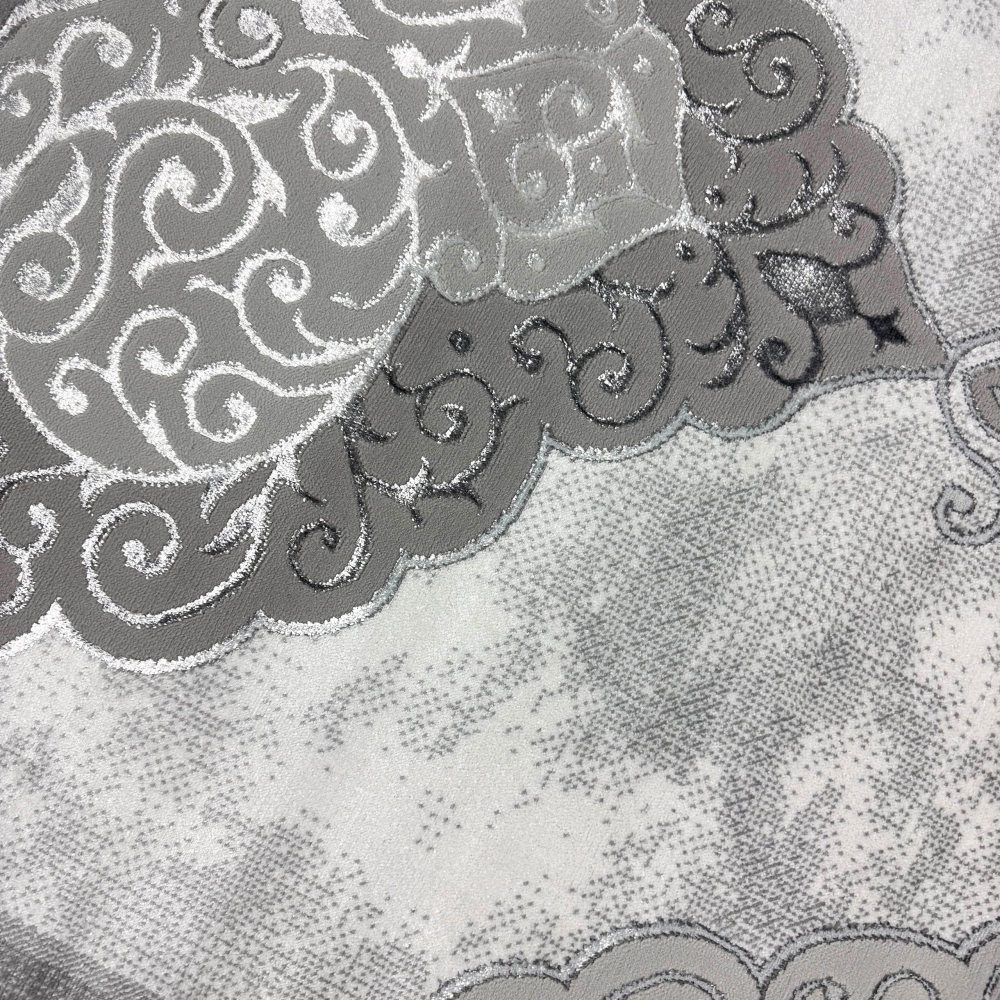 Designer Teppich Moderner Teppich Wohnzimmer Teppich mit Muster Grau Cream Beige