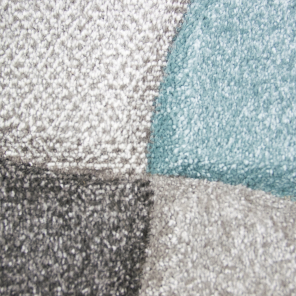 Designer und Moderner Teppich Kurzflor mit Tropfen Muster in Türkis Grau Beige
